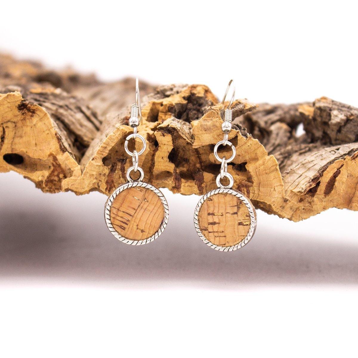 Natural cork earrings handmade ER-025