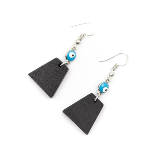 Blue eyes and trapezoidal pendant earrings-ER-091